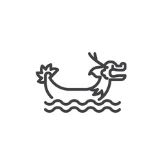 Chinese dragon boat line icon