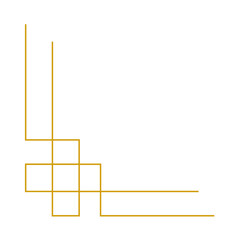 Minimalist line corner with gold color. Chinese frame corner and border. 