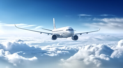 Fototapeta premium commercial airplane flying through the clouds