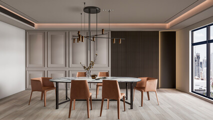 3d rendering dining room interior wall dining table interior design