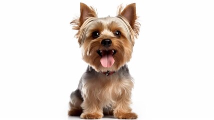 Yorkshire Terrier smiling colorful on white background Ai generative