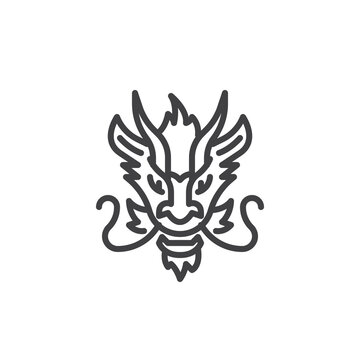 Chinese Dragon Head Line Icon