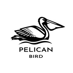 Pelican sitting on the water, logo.