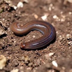 Fototapeta premium AI illustration of a close-up of a planarian Obama nungara in nature.