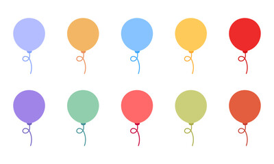 collection of illustrations of colorful balloons on a white background