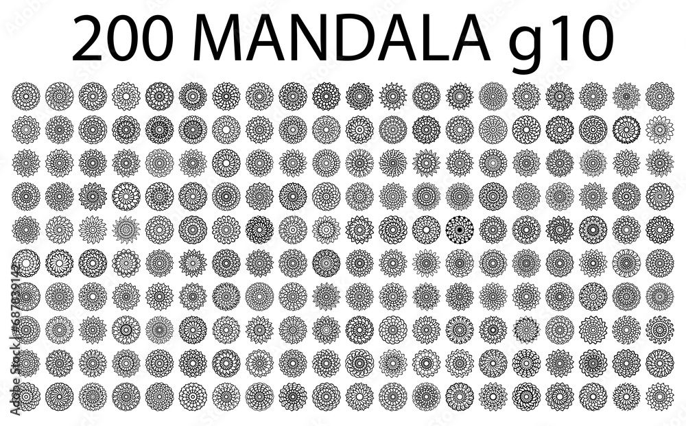 Wall mural various mandala collections - 200 set yoga pattern