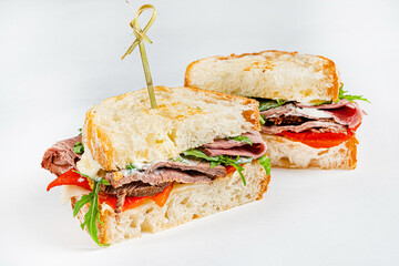 tasty sandwich on the white