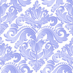 Seamless oriental ornament. Oriental traditional light blue and white pattern with 3D elements, shadows and highlights