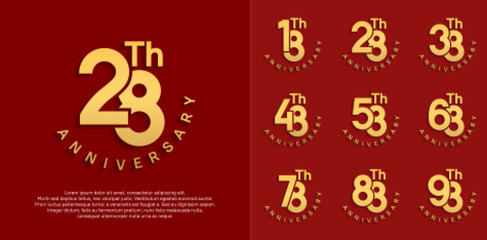 anniversary set vector design with golden color for celebration moment