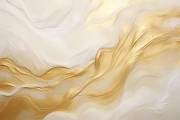 Deurstickers luxury texture of liquid waves gold and white marble abstract © jambulart
