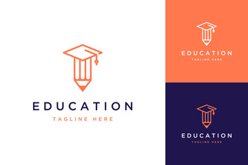educational design logo or pencil with a graduation cap