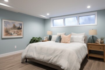 Beautiful modern interior design of bedroom background.