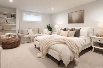 Beautiful modern interior design of bedroom background.