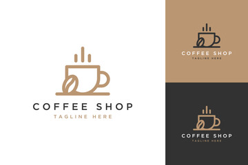 coffee shop design logo or a cup of coffee with coffee beans