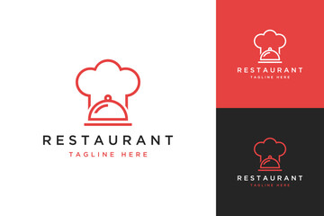 restaurant design logo or chef hat with serving hood - obrazy, fototapety, plakaty