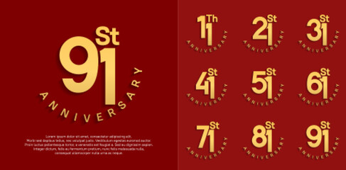 anniversary set vector design with golden color for celebration moment