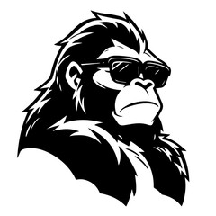 Gorilla In Sunglasses Logo Monochrome Design Style
