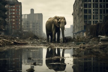 Photo of an animal's adaptation to an urban environment. Generative AI - Powered by Adobe