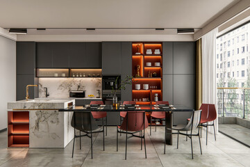 3d rendering kitchen modeling interior full scene design
