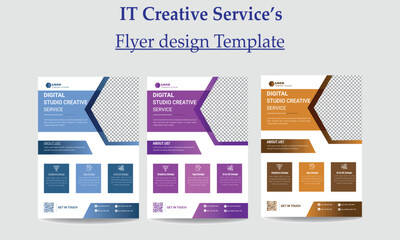 IT creative services flyer design template, corporate flyer design, variant of IT sector flyer design