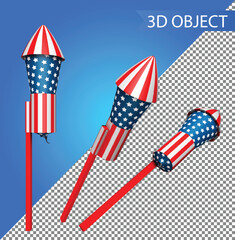 4th july calendar with holiday elements. Festive art object for usa independence day. American national celebration design. Bright vector 3d cartoon illustration in minimal realistic style.