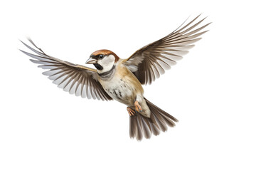 Dynamic Sparrow Soaring Freely on transparent background PNG