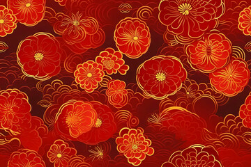 Chinese new year celebration background featuring a seamless repeat pattern fully tile-able background