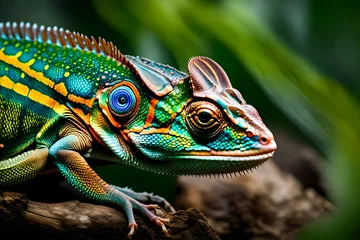 Foto op Canvas chameleon on a branch © HUSNA