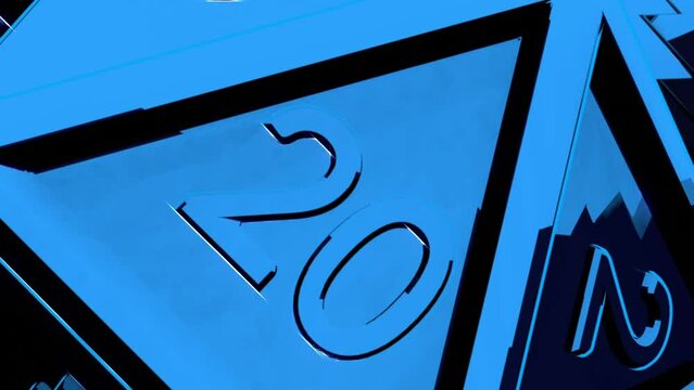 Animated screensaver with a rolling twenty-sided die. A simple video of a d20 throw that stops at 20. Successful game.