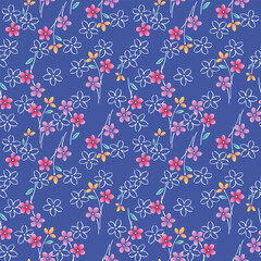 Fototapeta na wymiar Japanese Pretty Bouquet Vector Seamless Pattern