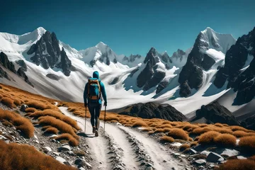 Schapenvacht deken met patroon Himalaya snow covered mountains in the himalayas