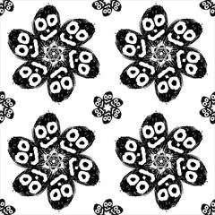 Seamless nature pattern with beautiful flowers. Hand drawn vector illustration