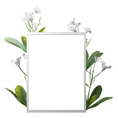 white flower frame