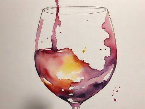 Copa de vino de acuarela