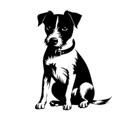 Parson Russell Terrier Logo Monochrome Design Style - obrazy, fototapety, plakaty