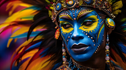 Fototapeta na wymiar Man in costume on Brazilian carnival