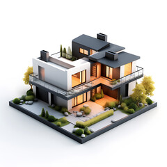 3d house model on white background