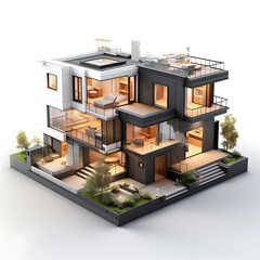 3d house model on white background