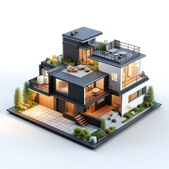 3d house model on white background