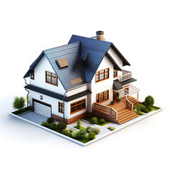 3d house model on white background