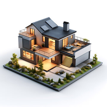 3d house model on white background