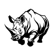 Rhino running Logo Monochrome Design Style