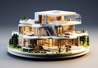 3d house model on white background