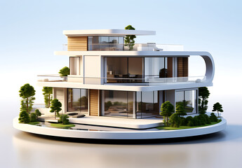 3d house model on white background
