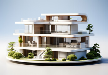 3d house model on white background