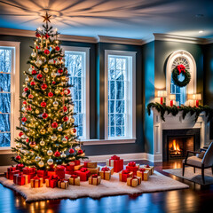 Christmas living room scenery