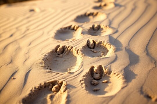 Photo of an animal's intricate footprints or tracks. Generative AI