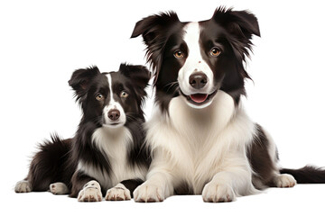 Animal Family Bond Collie and Son Together on a White or Clear Surface PNG Transparent Background