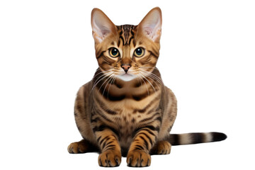 Obraz premium Animal Sleek Elegance Beautiful Bengal Cat on a White or Clear Surface PNG Transparent Background