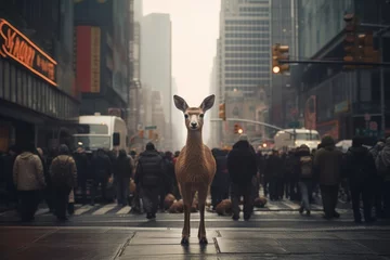 Poster Photo of an animal's moment of stillness in a busy urban setting. Generative AI © Aditya